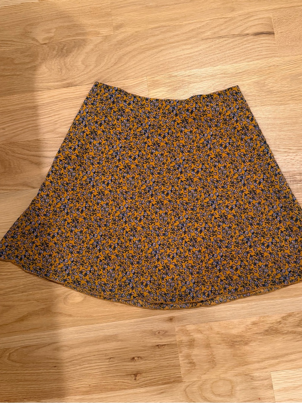 Gianni Bini Floral A-Line Skirt in Mustard